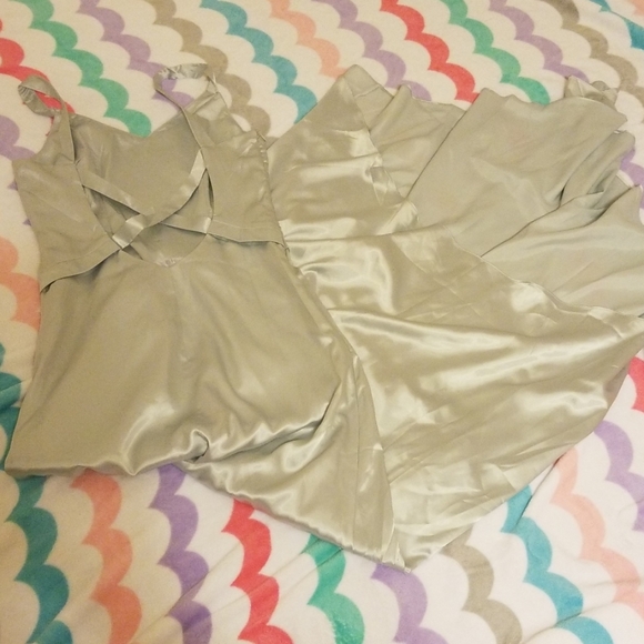 Women's Silk Silver Long Formal Dress Gown Size 6 - Picture 4 of 8